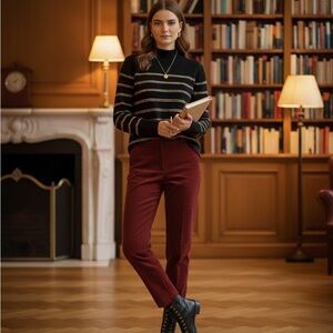 SOLD-Cynthia Rowley Cynthia Rowley Black and Gold Double Striped Mock Turtleneck